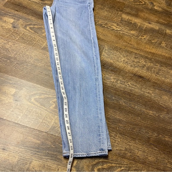 American Eagle Baggy Jeans Womens 2 High Rise Straight Leg Blue Denim Distressed - Picture 7 of 10